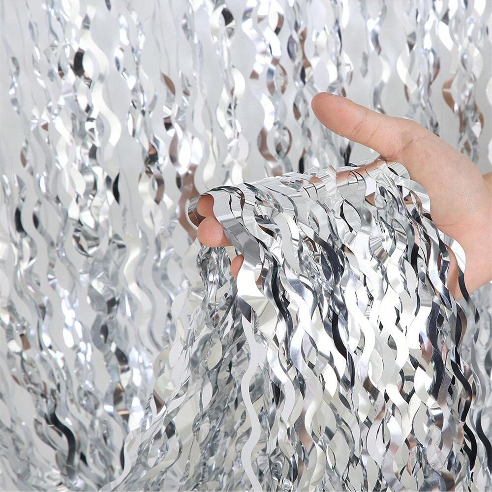 3.2*6.6 ft Wavy Tinsel Foil Fr - Tinsel Garland Decoration ulasan dan harga