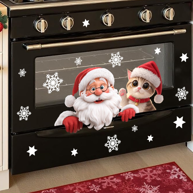 Kitten Santa Claus Window Stic - Snowflake Window Decal ulasan dan harga