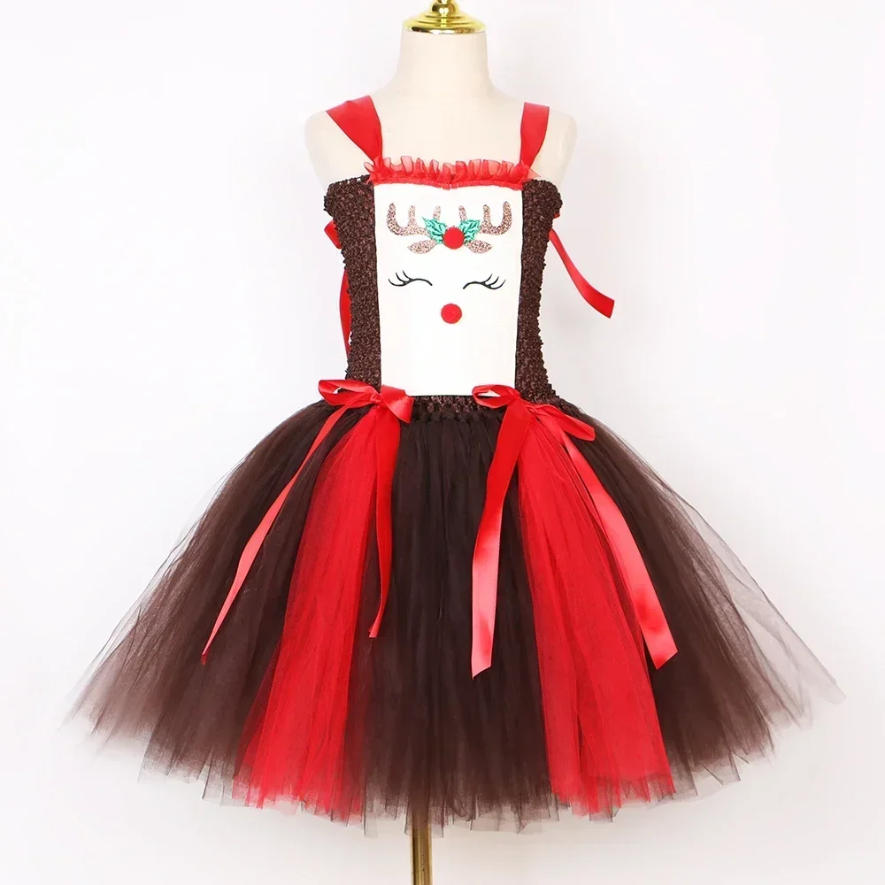 Christmas Party Tutu Dress Rud - Reindeer Antlers Headband ulasan dan harga