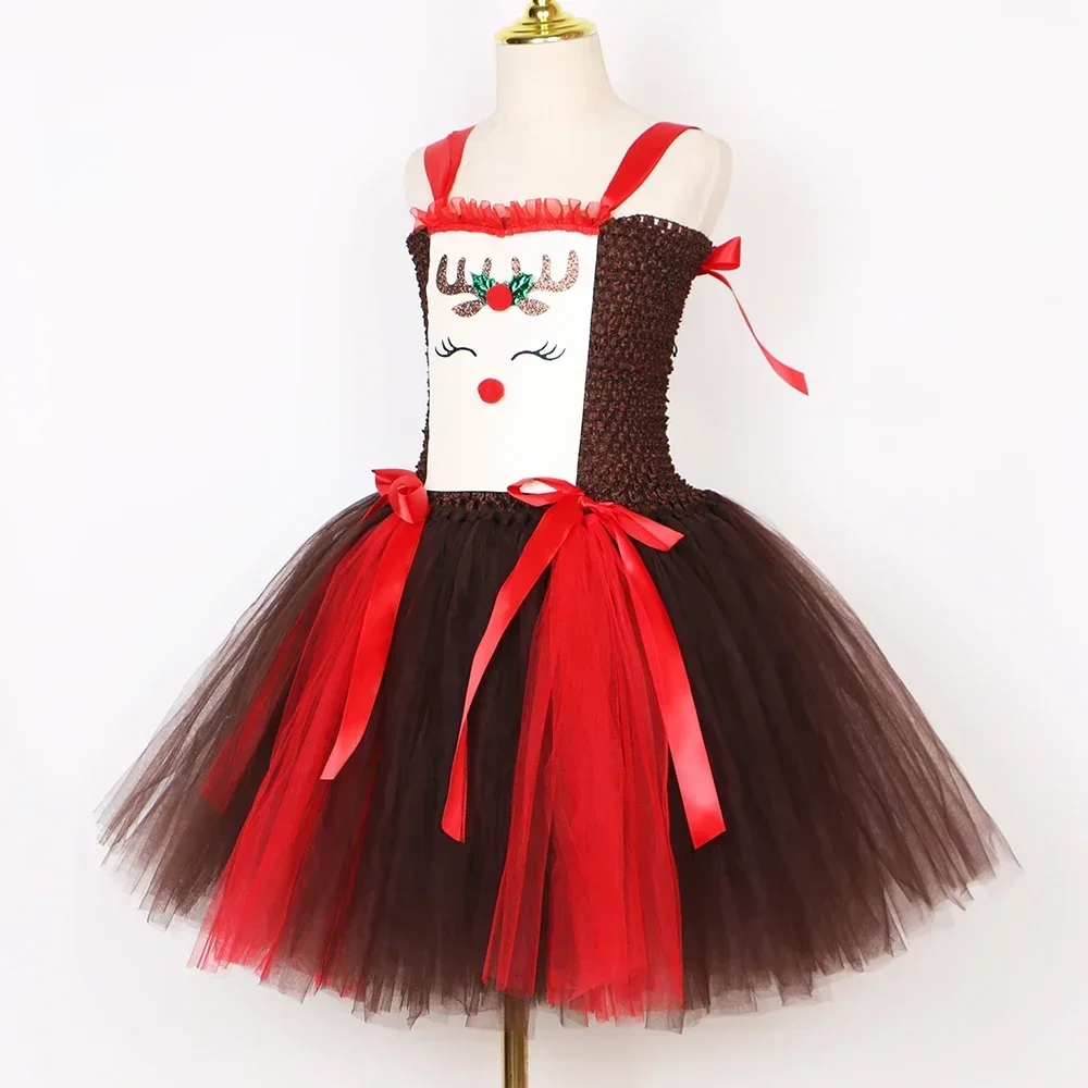 Christmas Party Tutu Dress Rud - Reindeer Antlers Headband ulasan dan harga