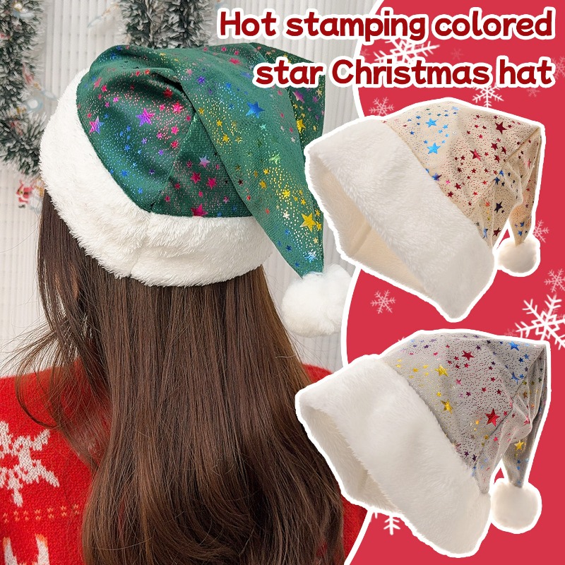 1-10Pcs Christmas Hat Warm Red - Santa Hat Plush ulasan dan harga