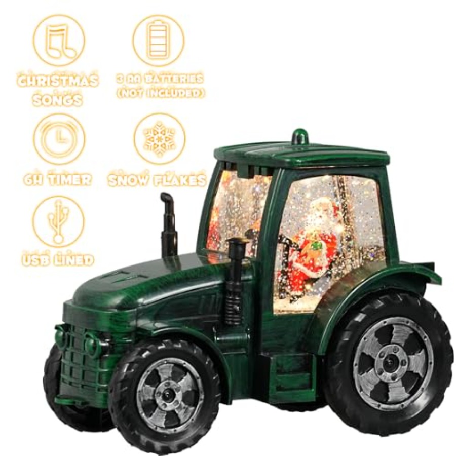 Christmas Snow Globe Tractor S - Snow Globe Musical ulasan dan harga