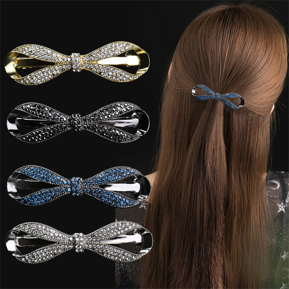 Exquisite Faux Crystal Bow Hai - Ribbon Bow Gift ulasan dan harga