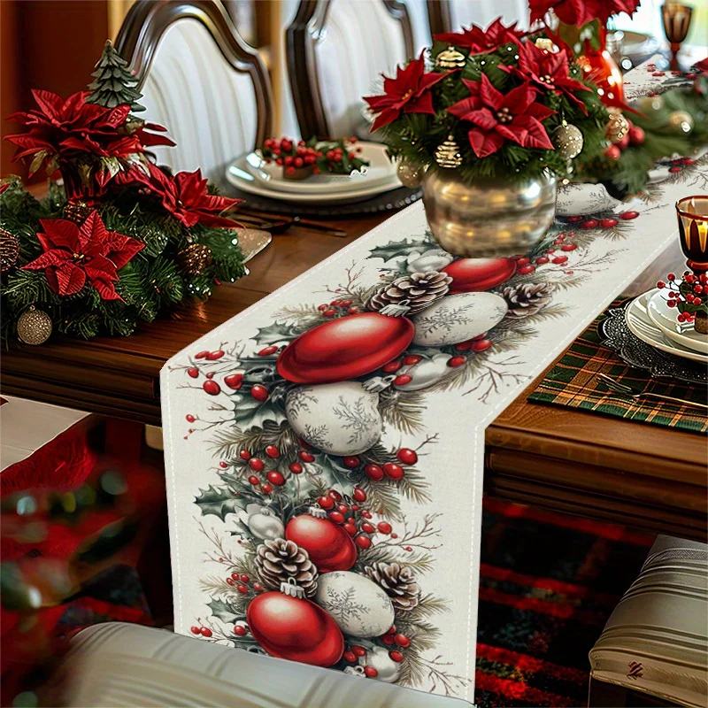 Christmas Balls Pine Cone Red  - Christmas Table Runner ulasan dan harga