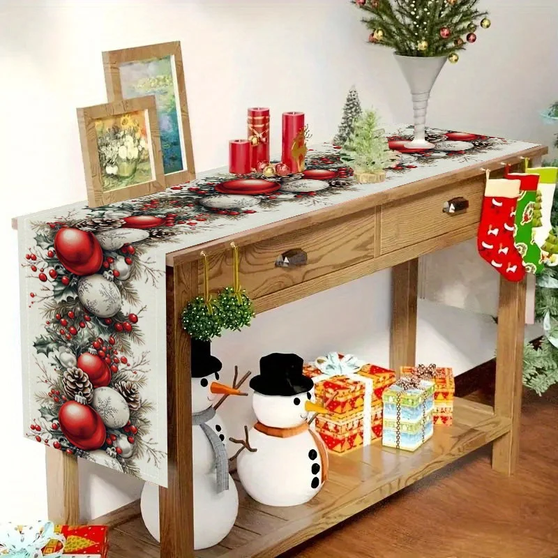 Christmas Balls Pine Cone Red  - Christmas Table Runner ulasan dan harga