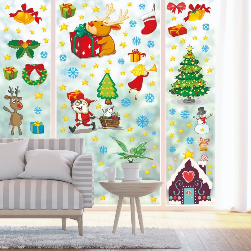 4pcs PVC Christmas Snowflake W - Snowflake Window Decal ulasan dan harga