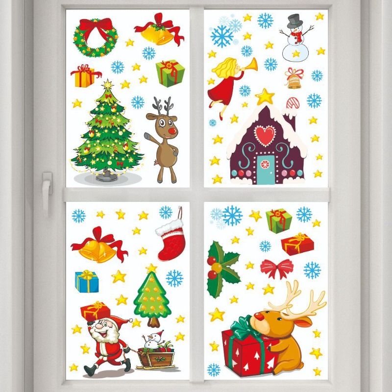 4pcs PVC Christmas Snowflake W - Snowflake Window Decal ulasan dan harga