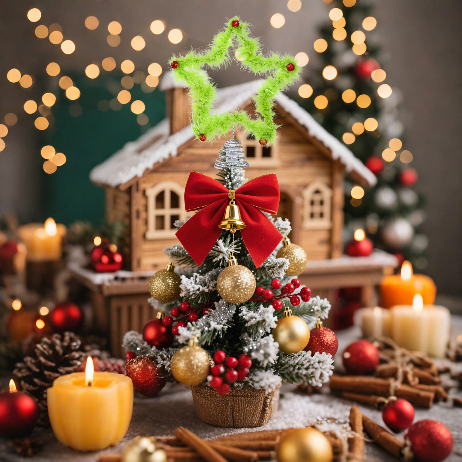 Christmas Fuzzy Grinch Star Tr - Star Tree Topper ulasan dan harga