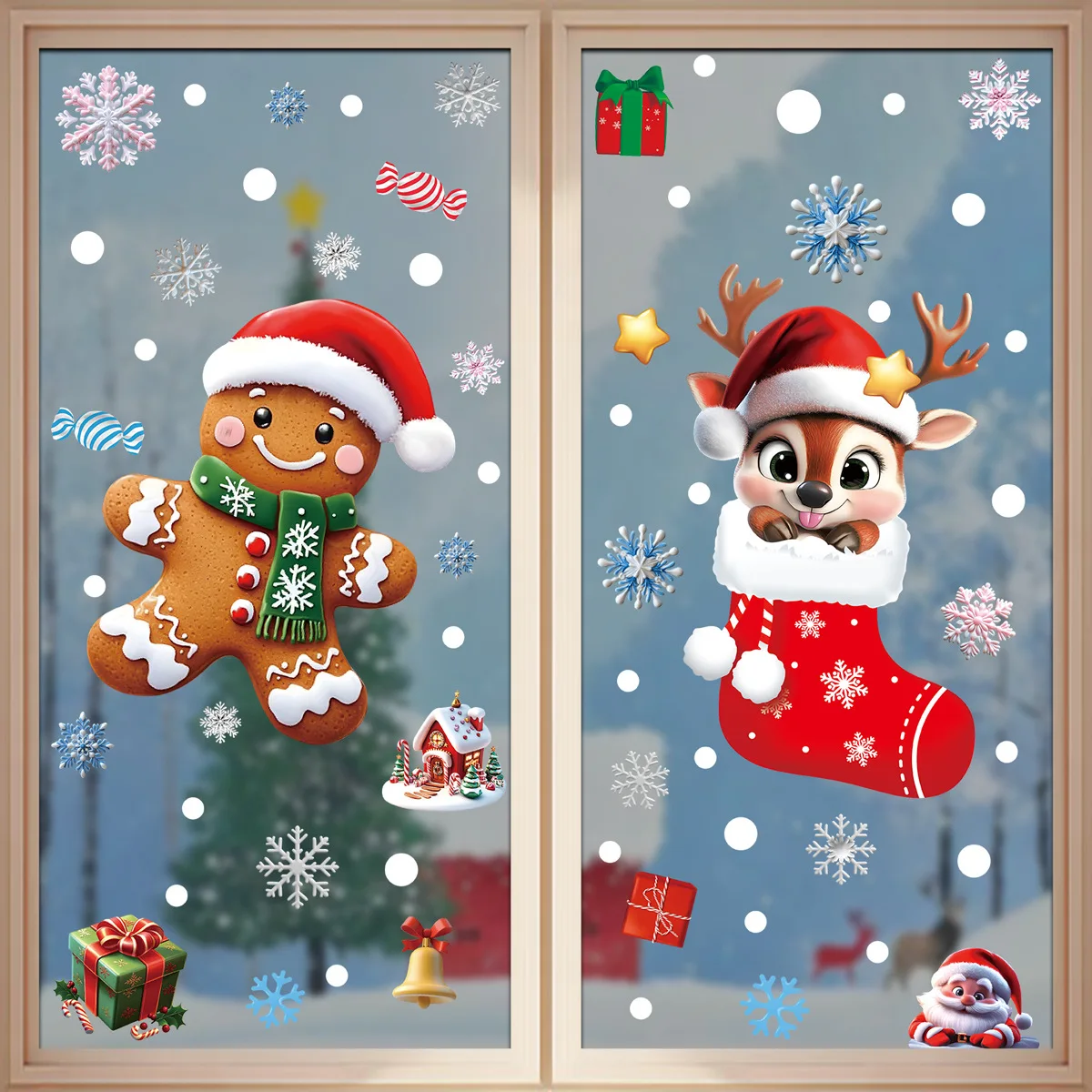 2025 Christmas Static Window C - Snowflake Window Decal ulasan dan harga