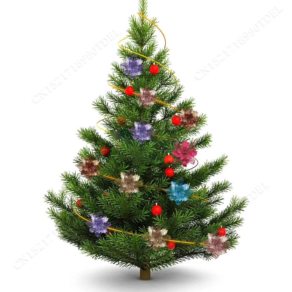5pcs 9cm Glitter Artifical Chr - Christmas Wreath Fake ulasan dan harga