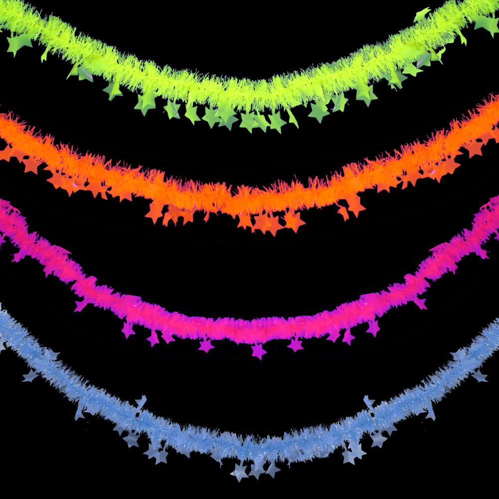 Birthday Theme Fluorescent Mac - Tinsel Garland Decoration ulasan dan harga