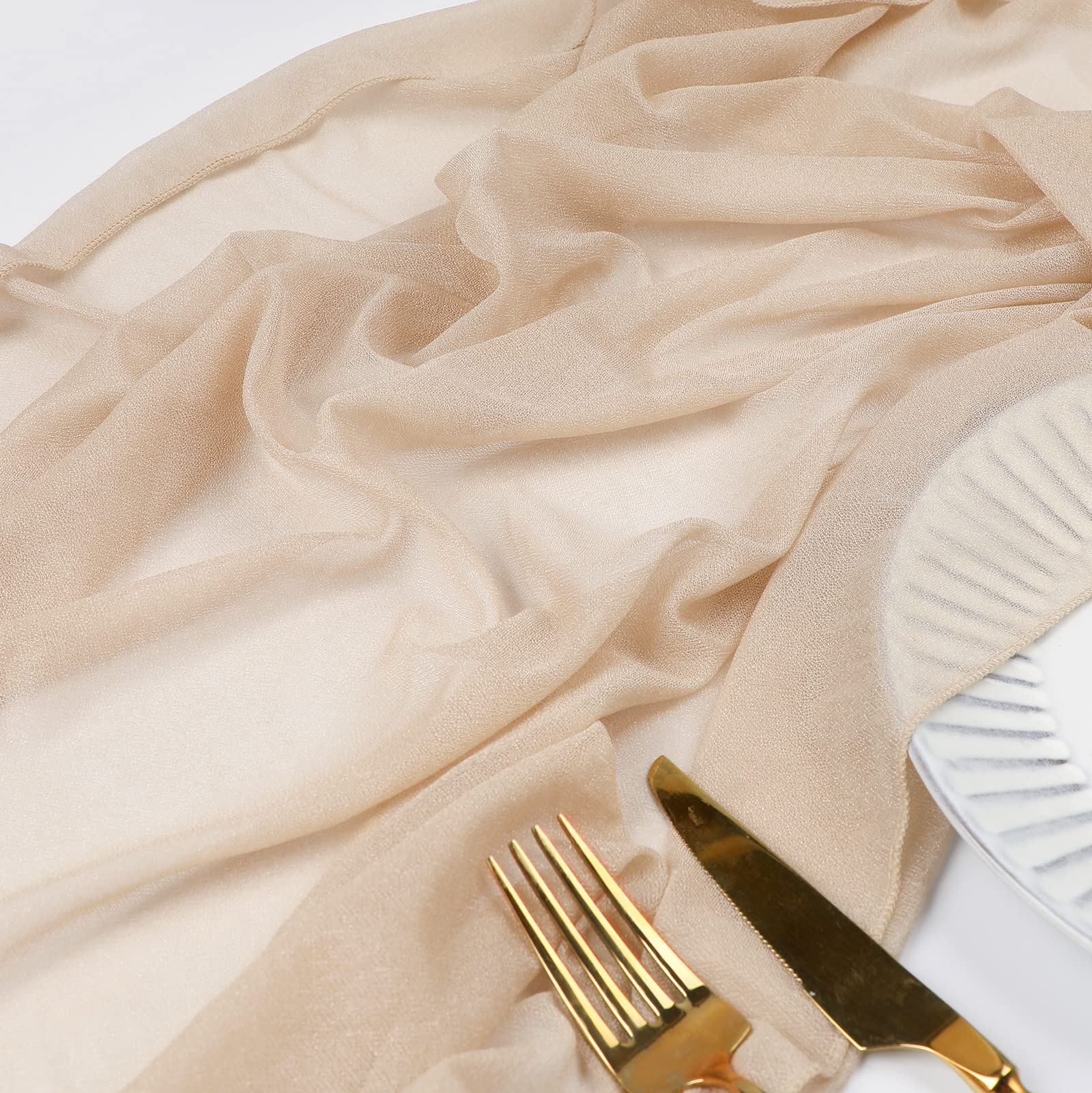 Beige Table Runner Chiffon Tab - Christmas Table Runner ulasan dan harga