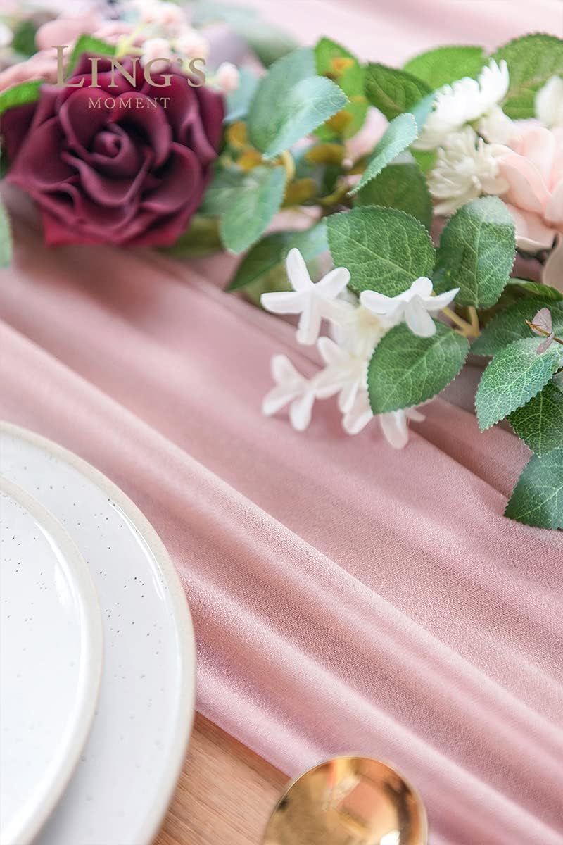Beige Table Runner Chiffon Tab - Christmas Table Runner ulasan dan harga