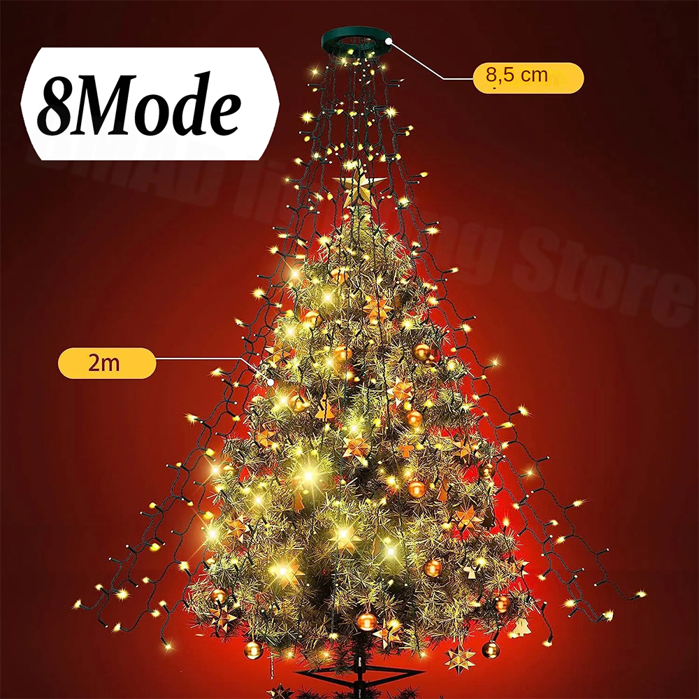 Christmas Tree Waterfall Light - Star Tree Topper ulasan dan harga