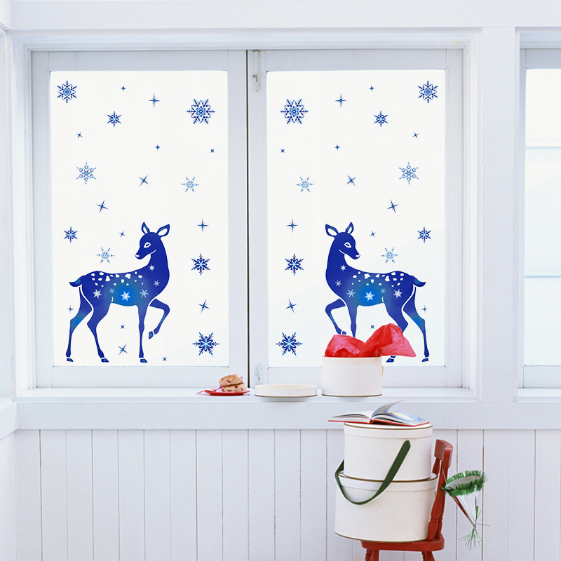 Christmas Window Stickers Elk  - Snowflake Window Decal ulasan dan harga