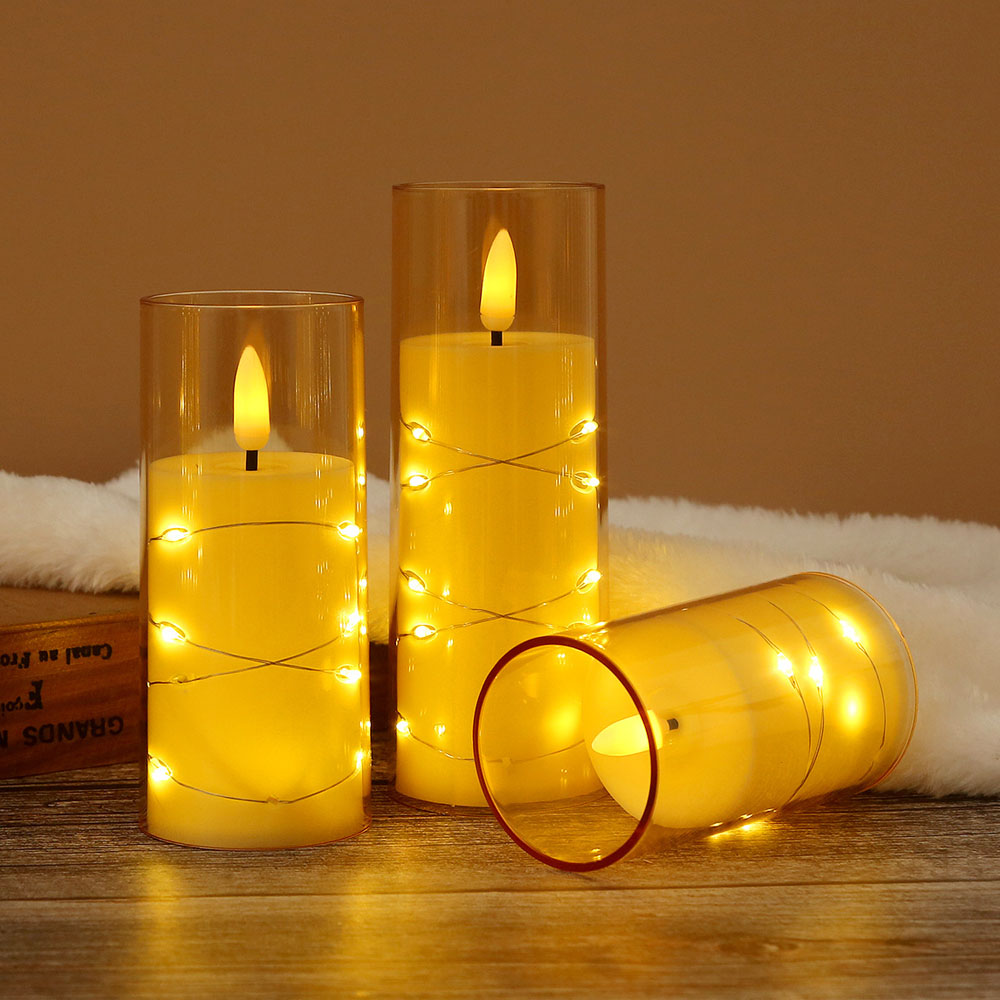 3pcs/set LED Copper Wire Flame - Holiday Candle Set ulasan dan harga