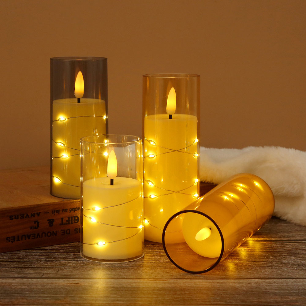 3pcs/set LED Copper Wire Flame - Holiday Candle Set ulasan dan harga