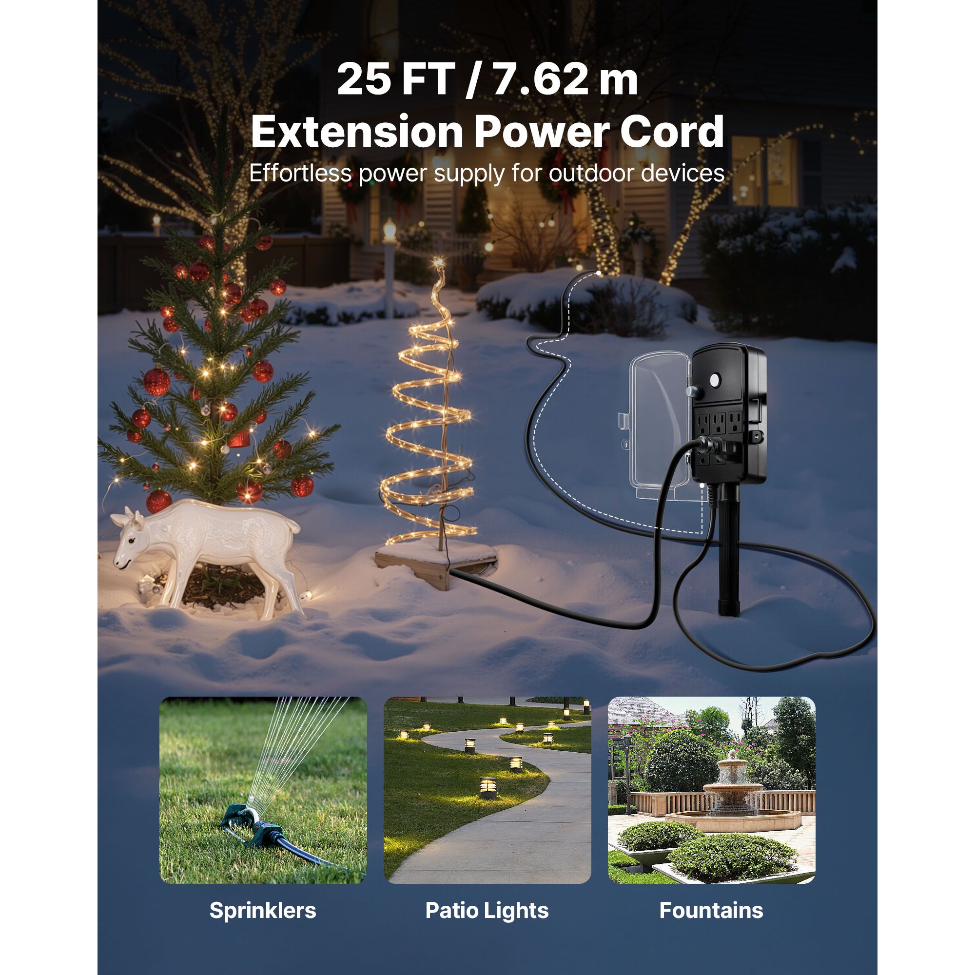 Outdoor Power Stake 25FT Exten - Christmas Lights Outdoor ulasan dan harga