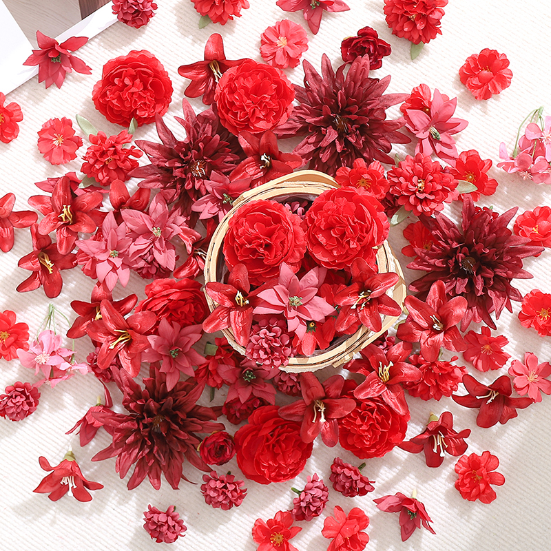 20Pcs Red Artificial Flowers H - Christmas Wreath Fake ulasan dan harga