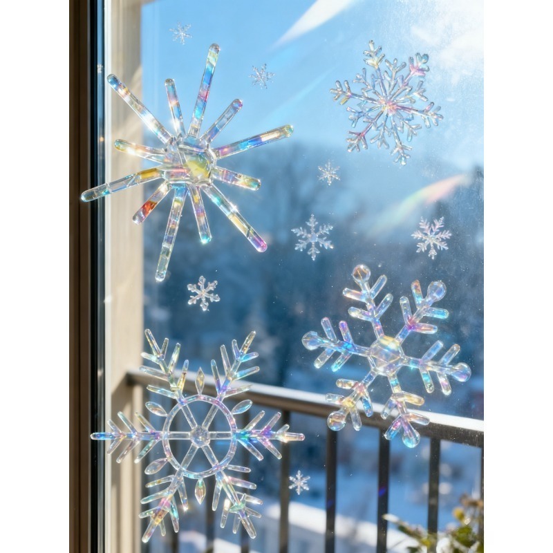 Xmas Snowflake Pattern Rainbow - Snowflake Window Decal ulasan dan harga