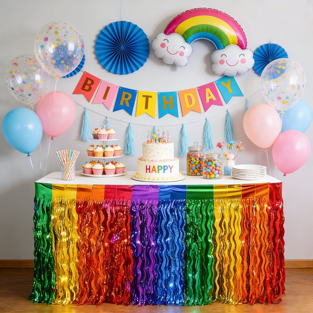 2Pack Rainbow Wavy Metallic Ti - Tinsel Garland Decoration ulasan dan harga
